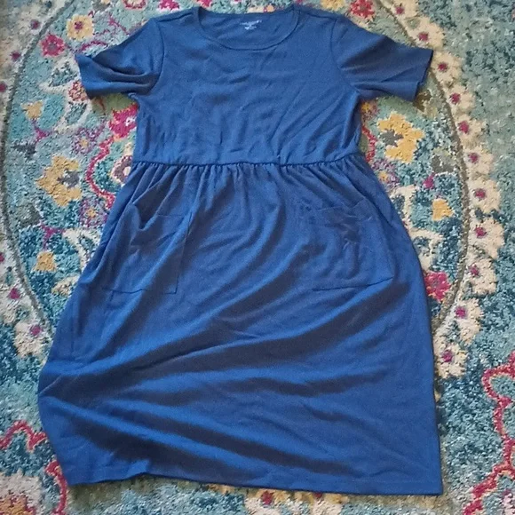 Appleseed's Dresses Appleseeds Blue Pocket Midi Modest Aline